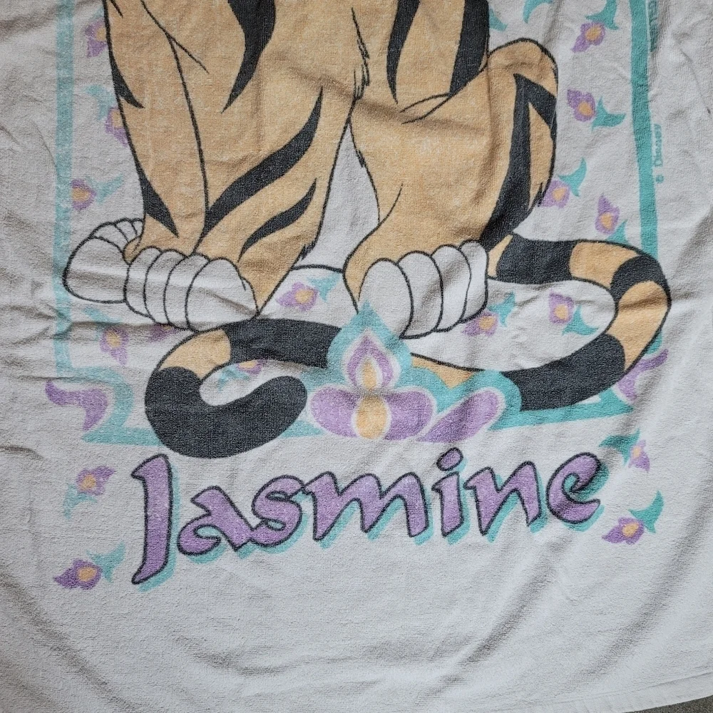 VTG‎ Jasmine Aladdin USA Made Terry Cloth Beach Towel Kids Girls Princess Disney